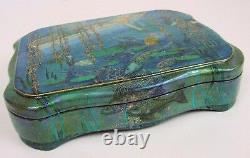 One of a Kind Fedoskino Russian Lacquer Box Mermaid in a Pond by Maslov