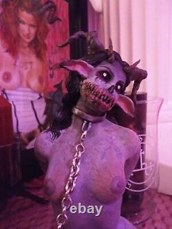 One of a Kind Gothic Fantasy Succubus Demon in Bondage Statue