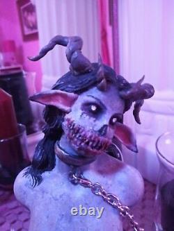 One of a Kind Gothic Fantasy Succubus Demon in Bondage Statue