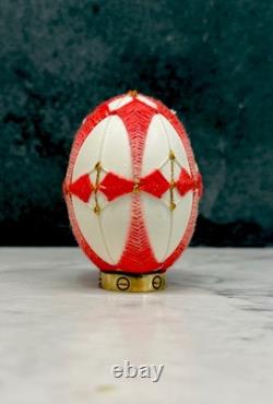 One-of-a-Kind Hand-Stitched Art Egg Real Hollow Shell, Luxury Collectible