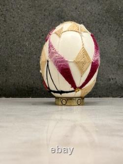 One-of-a-Kind Hand-Stitched Art Egg Real Hollow Shell, Luxury Collectible
