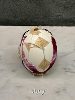 One-of-a-Kind Hand-Stitched Art Egg Real Hollow Shell, Luxury Collectible