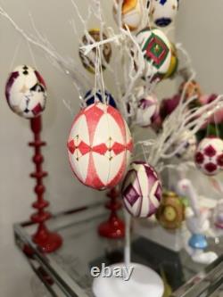 One-of-a-Kind Hand-Stitched Art Egg Real Hollow Shell, Luxury Collectible