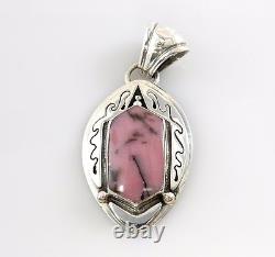 One of a Kind Handmade Native American Sterling Silver Rhodochrosite Pendant