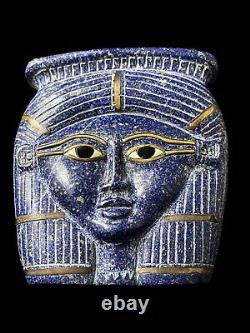 One of a Kind Hathor Face Mask from Pure Lapis Lazuli, Manifest Handmade Details