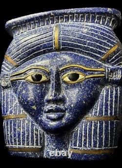 One of a Kind Hathor Face Mask from Pure Lapis Lazuli, Manifest Handmade Details