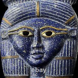 One of a Kind Hathor Face Mask from Pure Lapis Lazuli, Manifest Handmade Details