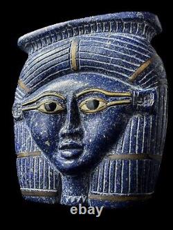 One of a Kind Hathor Face Mask from Pure Lapis Lazuli, Manifest Handmade Details