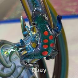 One of a Kind Heady Gecko Water Pipe 18mm Male American Made Art Glass