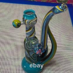 One of a Kind Heady Gecko Water Pipe 18mm Male American Made Art Glass