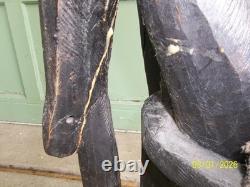 One of a Kind! Large Hand Carved Ebonized Wooden Tribal Man Sculpture 48 1/2