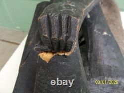 One of a Kind! Large Hand Carved Ebonized Wooden Tribal Man Sculpture 48 1/2