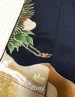 One-of-a-Kind Made in Japan Kimono Maxi Skirt Black Tomesode Free Size Silk