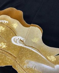 One-of-a-Kind Made in Japan Kimono Maxi Skirt Black Tomesode Free Size Silk