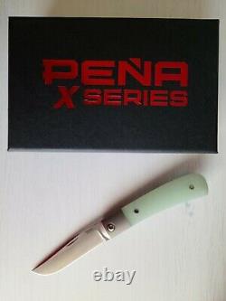 One of a Kind Pena X Series Spear Mint M390 Front Flipper Trapper Jade G10