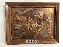 One of a Kind Rare Jack Cody Embossed Copper JFK & John-John Salute 12x16