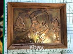 One of a Kind Rare Jack Cody Embossed Copper JFK & John-John Salute 12x16