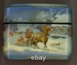 One of a Kind Russian Lacquer Box Scenes of Russian Winter by Pyastolov