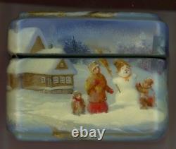 One of a Kind Russian Lacquer Box Scenes of Russian Winter by Pyastolov