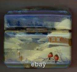 One of a Kind Russian Lacquer Box Scenes of Russian Winter by Pyastolov