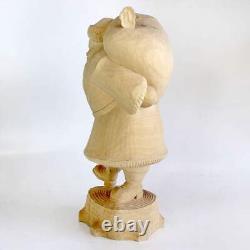 One-of-a-Kind Santa Claus carrying Bag on Stoop Wood Carved Figurine 14 by G. De