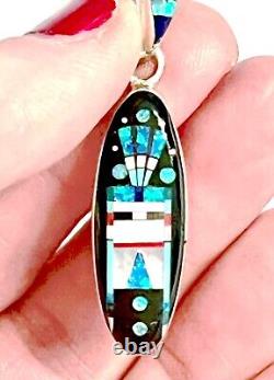 One-of-a-Kind Signed Native American Multi-Stone Micro Inlay Pendant