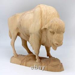 One-of-a-Kind The Bison Wood Carved Figurine Large 11 x 9.5 by G. DeBrekht Nat