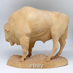 One-of-a-Kind The Bison Wood Carved Figurine Large 11 x 9.5 by G. DeBrekht Nat