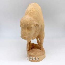One-of-a-Kind The Bison Wood Carved Figurine Large 11 x 9.5 by G. DeBrekht Nat