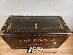One of a Kind Vintage 1930's Civilian Conservation Corp Trunk Foot Locker CCC
