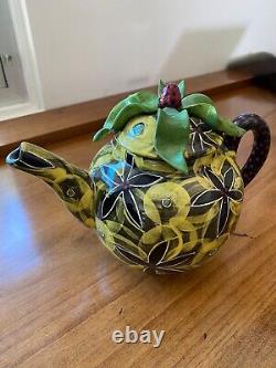 One-of-a-kind Artist-made Ceramic Teapot with Strawberry lid never used