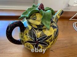 One-of-a-kind Artist-made Ceramic Teapot with Strawberry lid never used