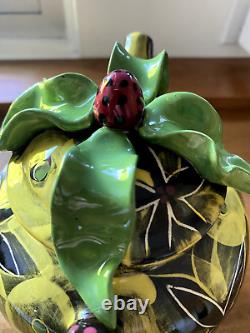 One-of-a-kind Artist-made Ceramic Teapot with Strawberry lid never used