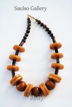 One of a kind Bakelite and cat's-eye necklace from prominent estate collection