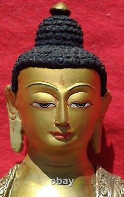 One of a kind Buddha statue 24k gold guilt handmade in Tibet 8 tall US seller