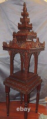 One-of-a-kind Carved Temple Pagoda U Thant estate Indonesia multi tier wood