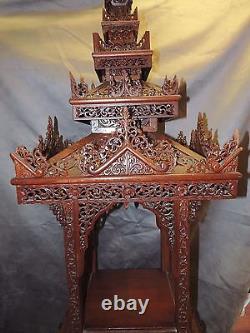 One-of-a-kind Carved Temple Pagoda U Thant estate Indonesia multi tier wood