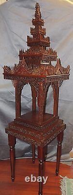 One-of-a-kind Carved Temple Pagoda U Thant estate Indonesia multi tier wood