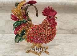One of a kind Faberge Vintage Rooster Figurine 24k Gold 318 Swarovski HANDMADE