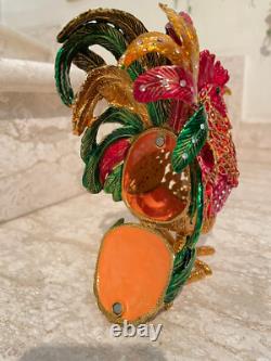 One of a kind Faberge Vintage Rooster Figurine 24k Gold 318 Swarovski HANDMADE