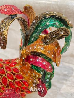 One of a kind Faberge Vintage Rooster Figurine 24k Gold 318 Swarovski HANDMADE