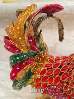 One of a kind Faberge Vintage Rooster Figurine 24k Gold 318 Swarovski HANDMADE