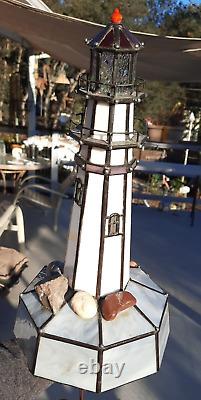 One of a kind Hand Crafted Stained Glass LIGHTHOUSE Light NAUTICAL Decor