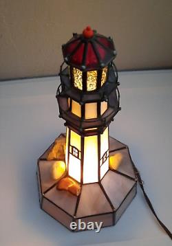 One of a kind Hand Crafted Stained Glass LIGHTHOUSE Light NAUTICAL Decor