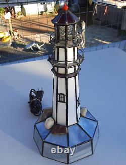 One of a kind Hand Crafted Stained Glass LIGHTHOUSE Light NAUTICAL Decor