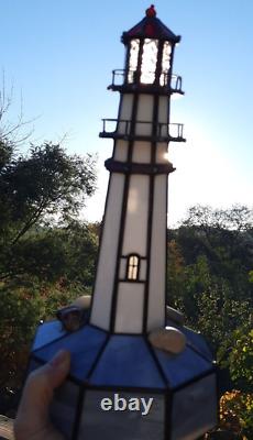 One of a kind Hand Crafted Stained Glass LIGHTHOUSE Light NAUTICAL Decor