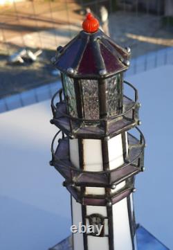 One of a kind Hand Crafted Stained Glass LIGHTHOUSE Light NAUTICAL Decor