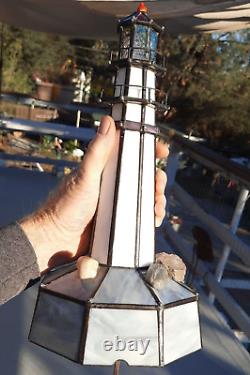 One of a kind Hand Crafted Stained Glass LIGHTHOUSE Light NAUTICAL Decor