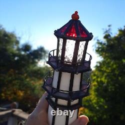 One of a kind Hand Crafted Stained Glass LIGHTHOUSE Light NAUTICAL Decor