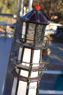 One of a kind Hand Crafted Stained Glass LIGHTHOUSE Light NAUTICAL Decor